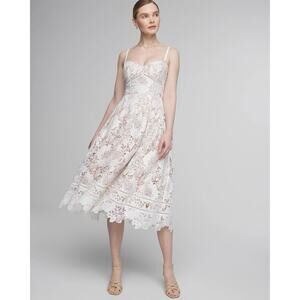 White House Black Market Petite 6 Sleeveless Lace Fit & Flare Midi Dress White
